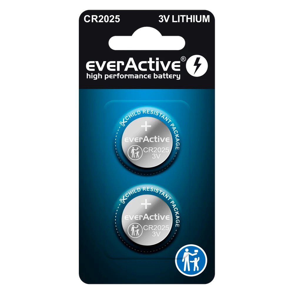 Mini ličio baterija everActive CR2025 - lizdinė plokštelė 2 vnt.