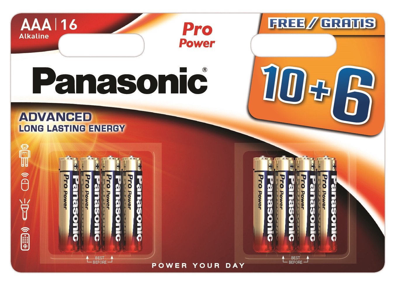 Elementai Panasonic Batteries LR03PPG/16BW 10+6F