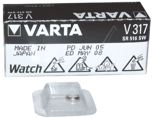 Baterija sidabro oksido V317 (SR62, D317, SR516SW, SB-AR) 1.55V 12.5mAh Varta