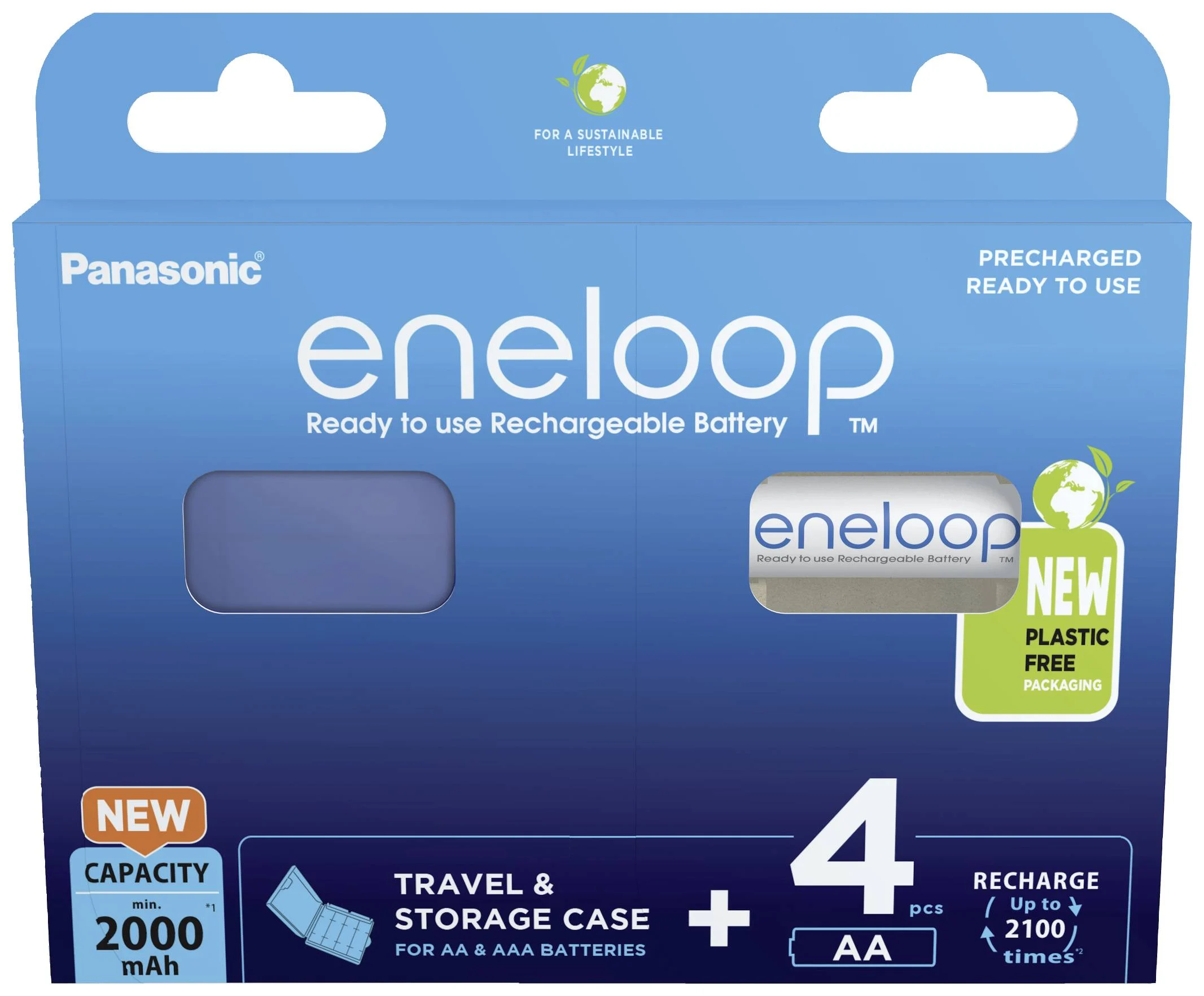 Įkraunamos barterijos Panasonic Rechargeable Batteries ENELOOP BK-3MCDEC4BE AA, 2000 mAh, 4 vnt