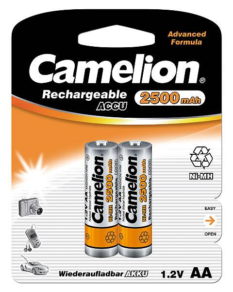 Įkraunamos barterijos Camelion AA/HR6, 2500 mAh, Ni-MH, 2 vnt