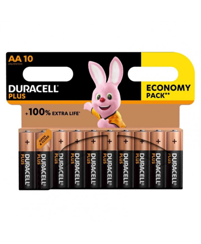 DURACELL PLUS POWER 100 ALKALINE BATTERY AA LR6 10 UNIT