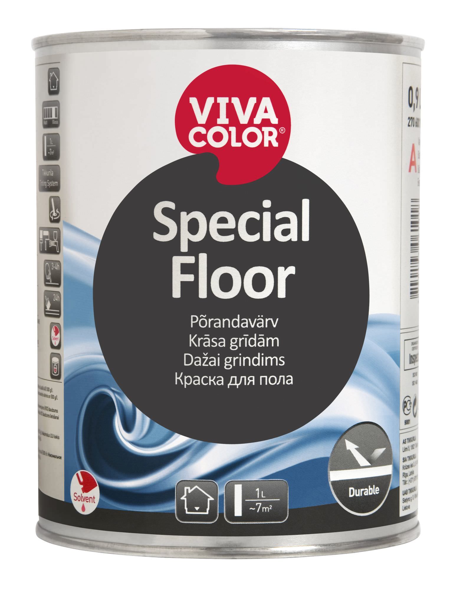 Grindų emaliniai dažai VIVACOLOR SPECIAL FLOOR, C bazė, 900 ml