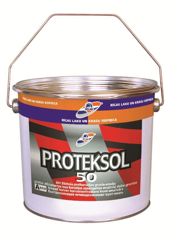 Emaliniai dažai- gruntas RILAK PROTEKSOL-50, rudos sp., 2,7 l