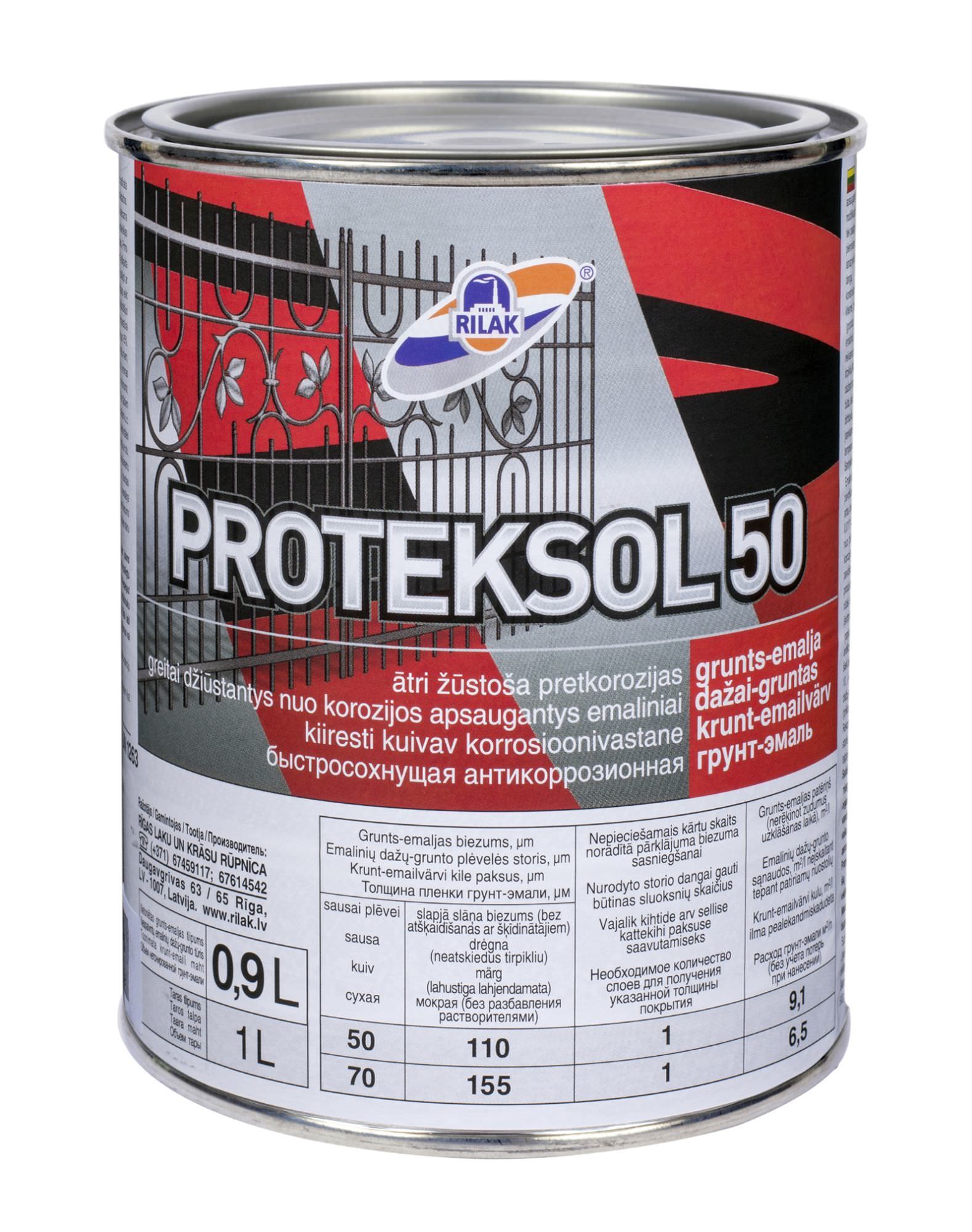 Emaliniai dažai- gruntas RILAK PROTEKSOL-50, rudos sp., 900 ml