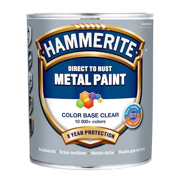 Metalo dažai HAMMERITE SMOOTH FINISH, blizgūs, baltos sp., BC bazė, 0,65 l