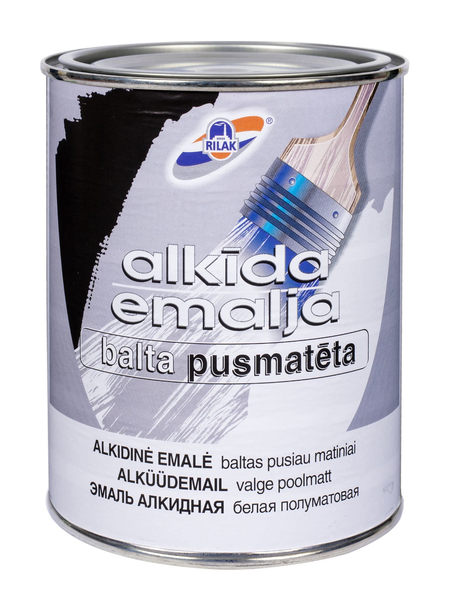 Alkidiniai emaliniai dažai RILAK, baltos sp., pusiau matiniai, 900 ml