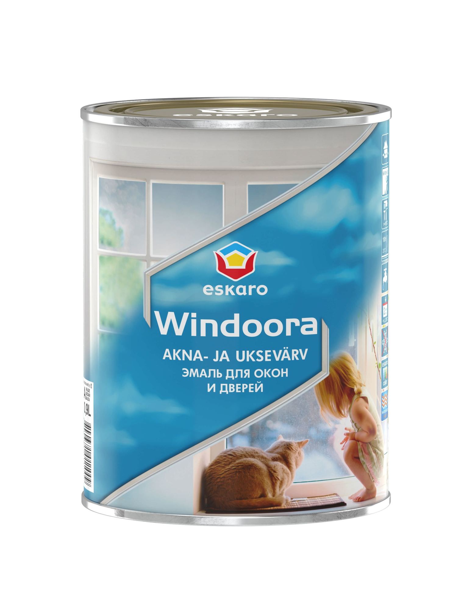 Langų ir durų emaliniai dažai ESKARO WINDOORA, pusiau blizgūs, 950 ml