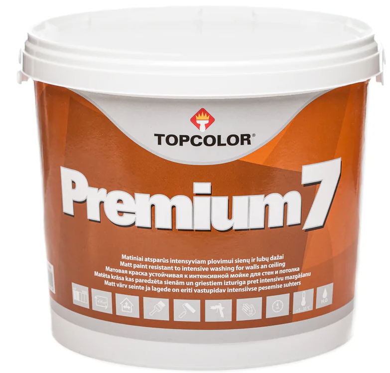 Sienų dažai TOPCOLOR PREMIUM 7, matiniai, CRL/C bazė, 5 l