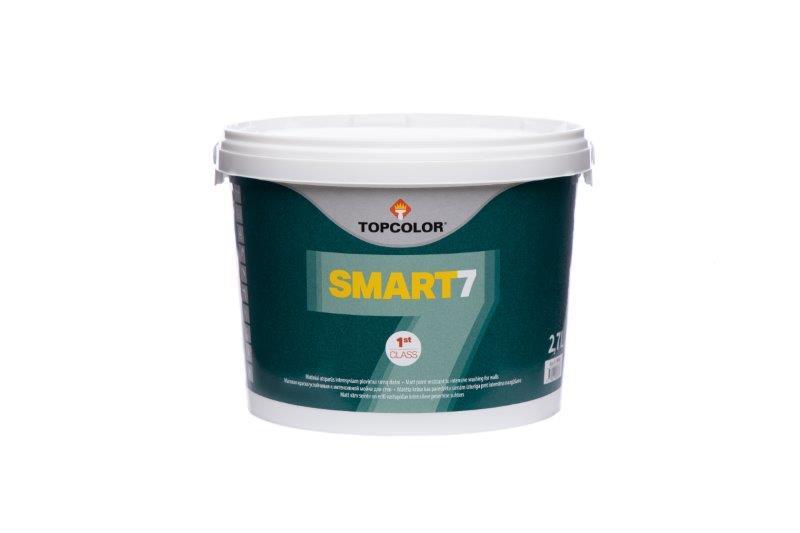 Sienų dažai TOPCOLOR SMART 7, matiniai, baltos sp., 2,7 l