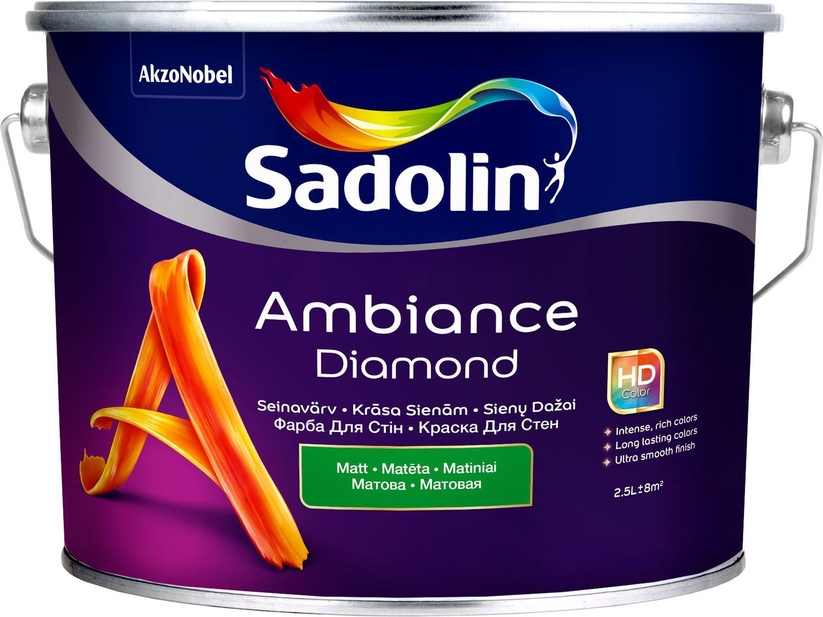 Sienų dažai SADOLIN AMBIANCE DIAMOND, BW bazė, baltos sp., matiniai, 2,5 l