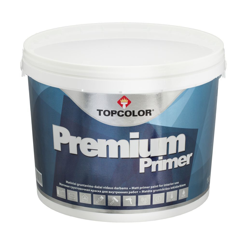 Gruntavimo dažai TOPCOLOR PREMIUM PRIMER, matiniai, baltos sp., 1 l