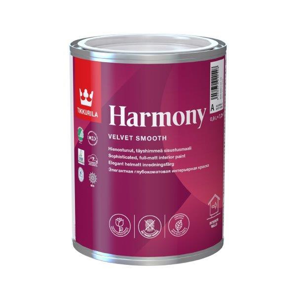 Sienų ir lubų dažai TIKKURILA HARMONY, visiškai matiniai, baltos sp., A bazė, 900 ml