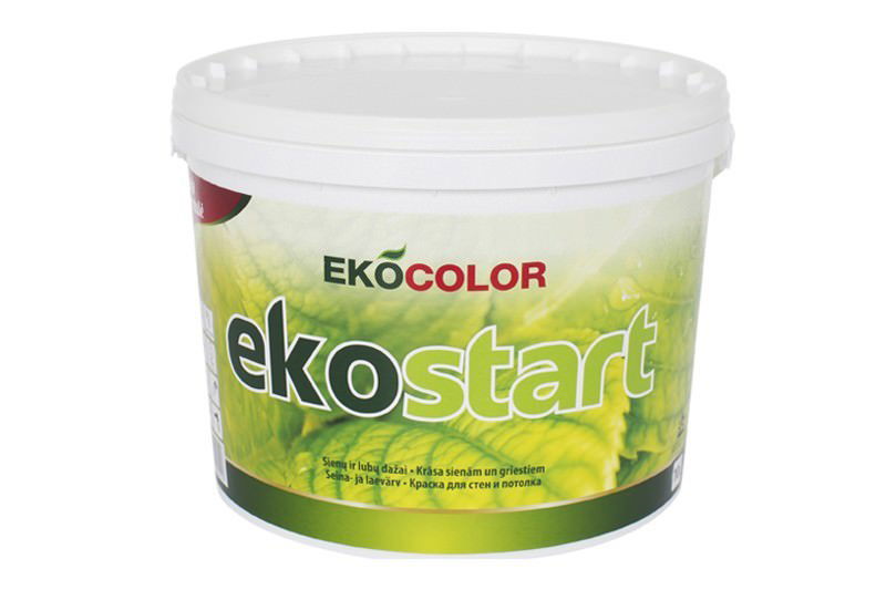 Sienų ir lubų dažai EKOCOLOR EKO START, visiškai matiniai, baltos sp., 10 l