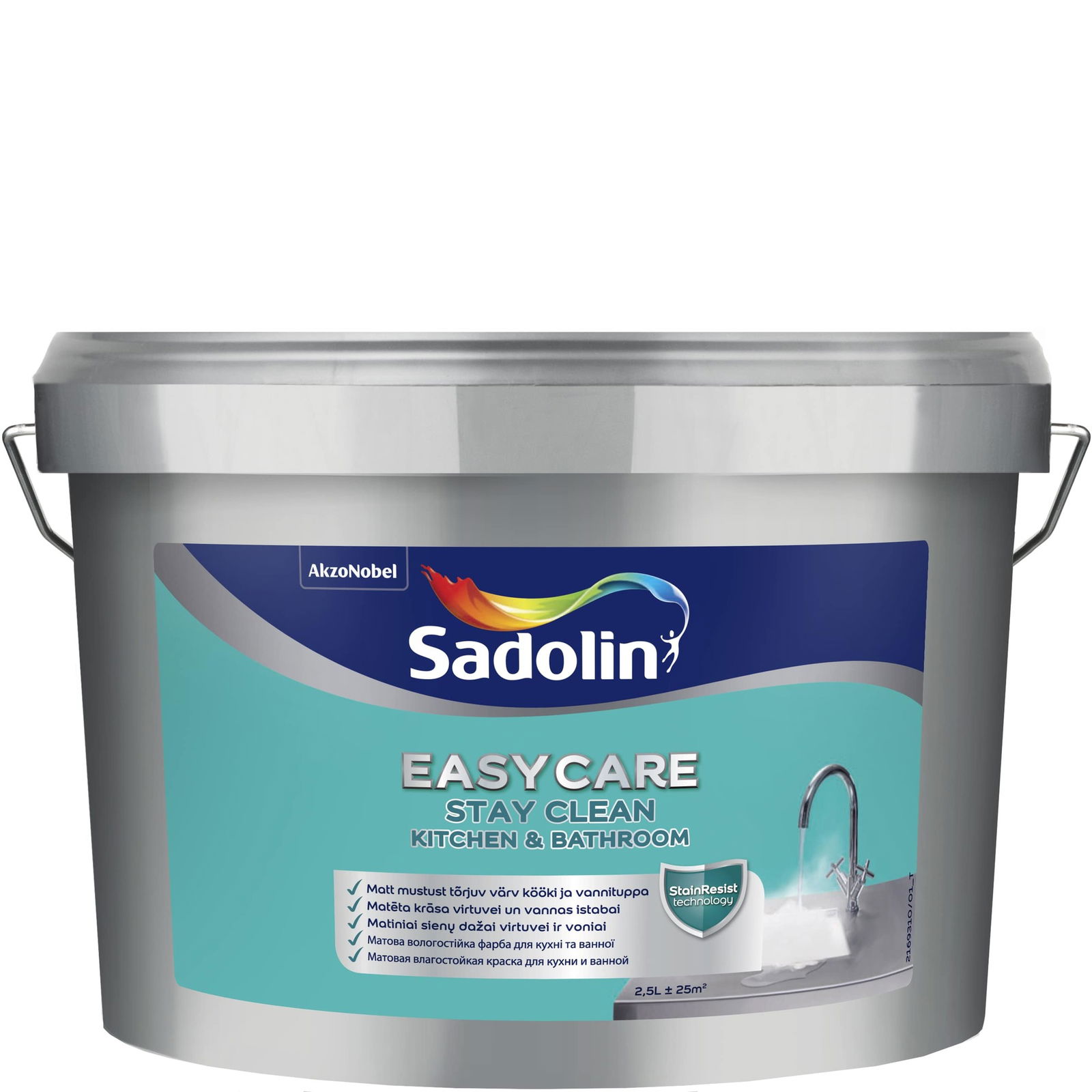 Nešvarumus atstumiantys sienų dažai SADOLIN EASYCARE KITCHEN&BATHROOM, matiniai, BW bazė, 2,5 l