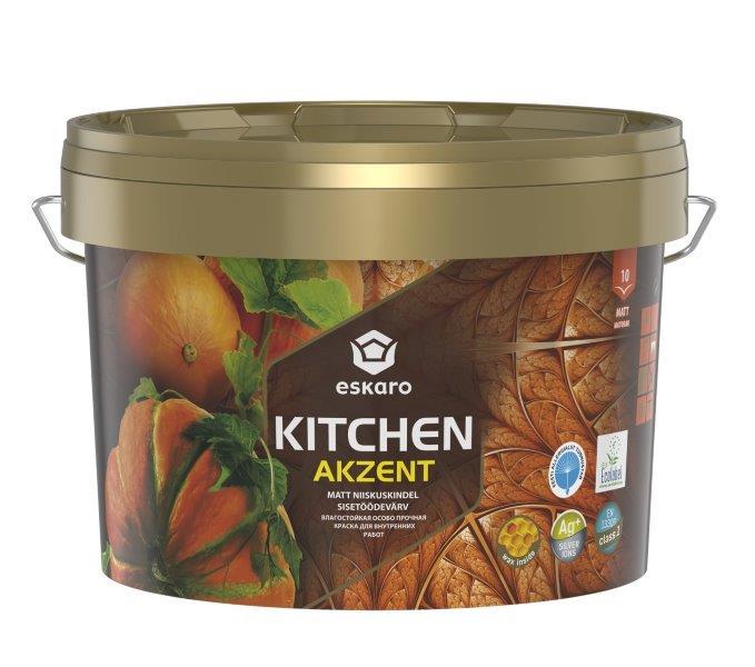 Sienų dažai ESKARO AKZENT KITCHEN, matiniai, C bazė, 2,7 l