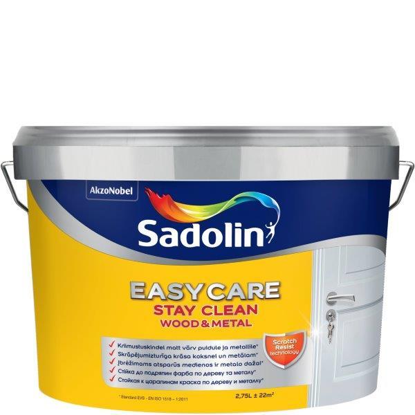 Nešvarumus atstumiantys sienų dažai SADOLIN EASYCARE WOOD&METAL, matiniai, BC bazė, 2,56 l