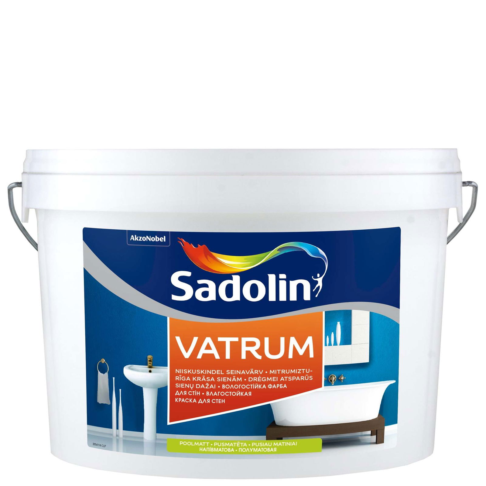 Drėgmei atsparūs sienų ir lubų dažai SADOLIN VATRUM, pusiau matiniai, baltos sp., BW bazė, 5 l