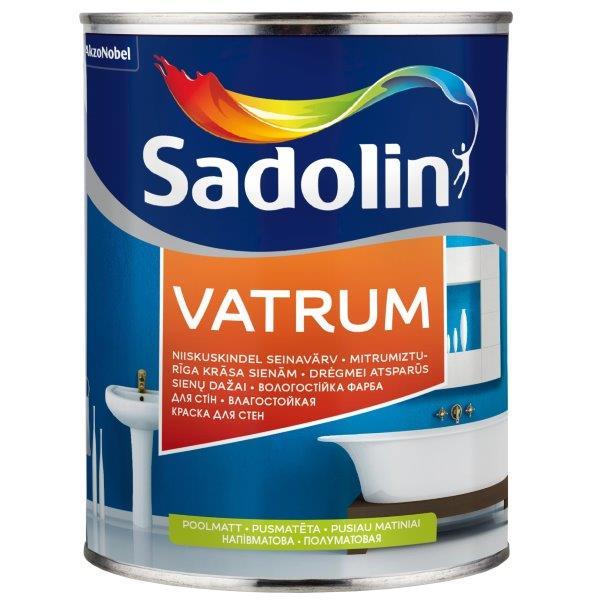 Drėgmei atsparūs sienų ir lubų dažai SADOLIN VATRUM, pusiau matiniai, baltos sp., BW bazė, 1 l