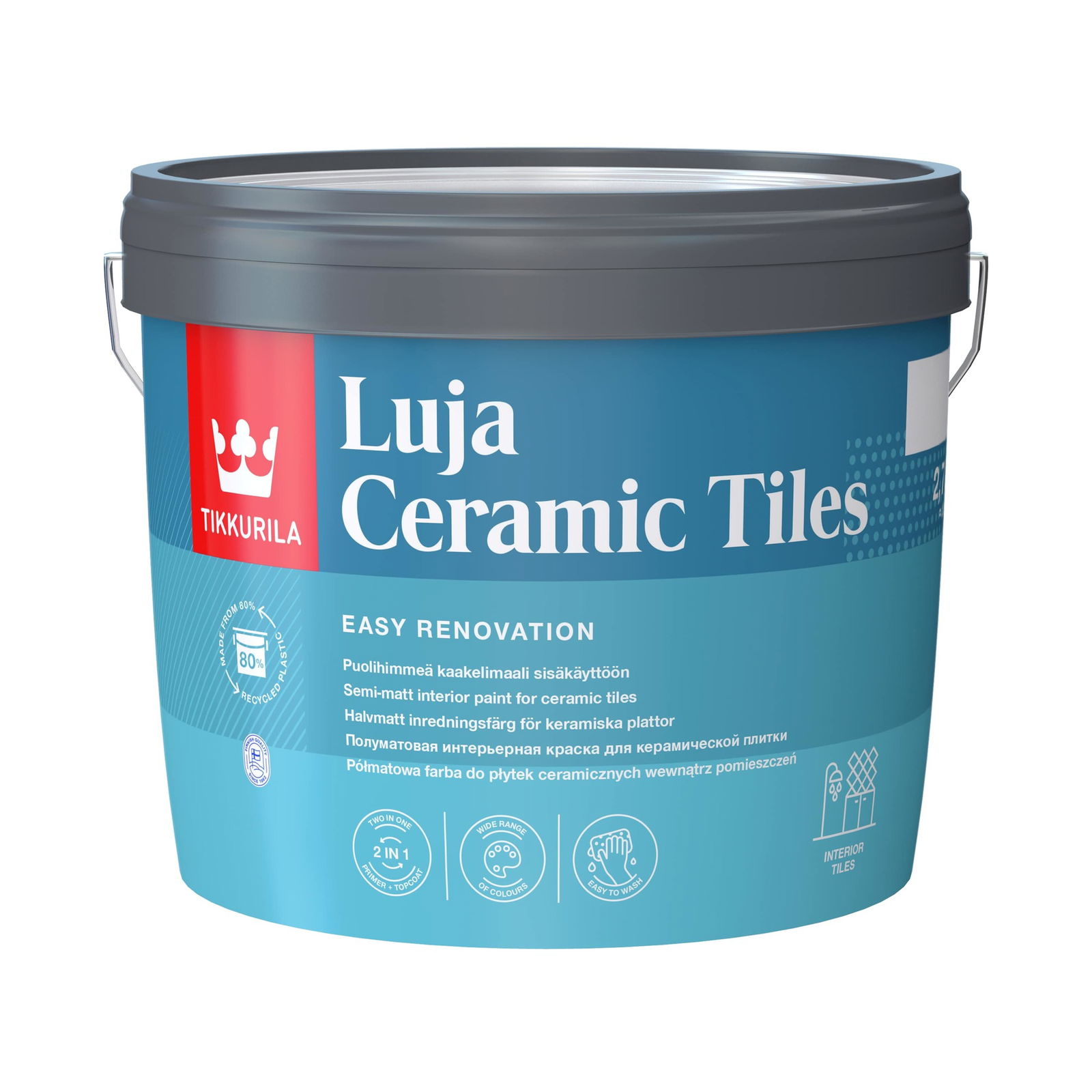 Keraminių plytelių dažai TIKKURILA LUJA CERAMIC TILES, pusiau matiniai, A bazė, 2,7 l