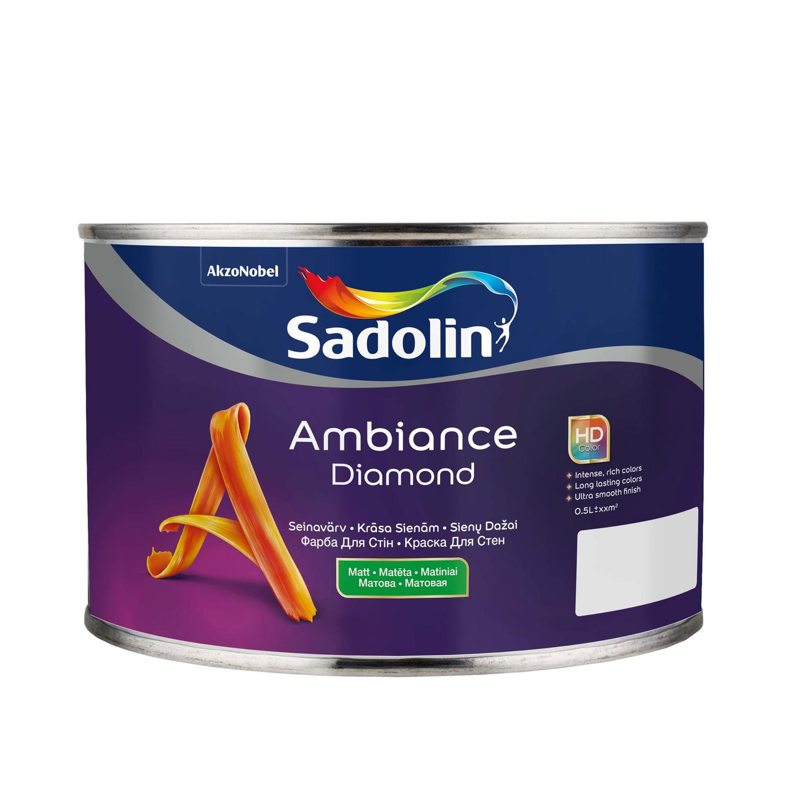 Sienų dažai SADOLIN AMBIANCE DIAMOND, BW bazė, baltos sp., matiniai, 0,5 l