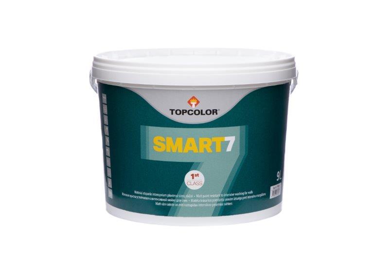 Sienų dažai TOPCOLOR SMART 7, matiniai, baltos sp., 9 l