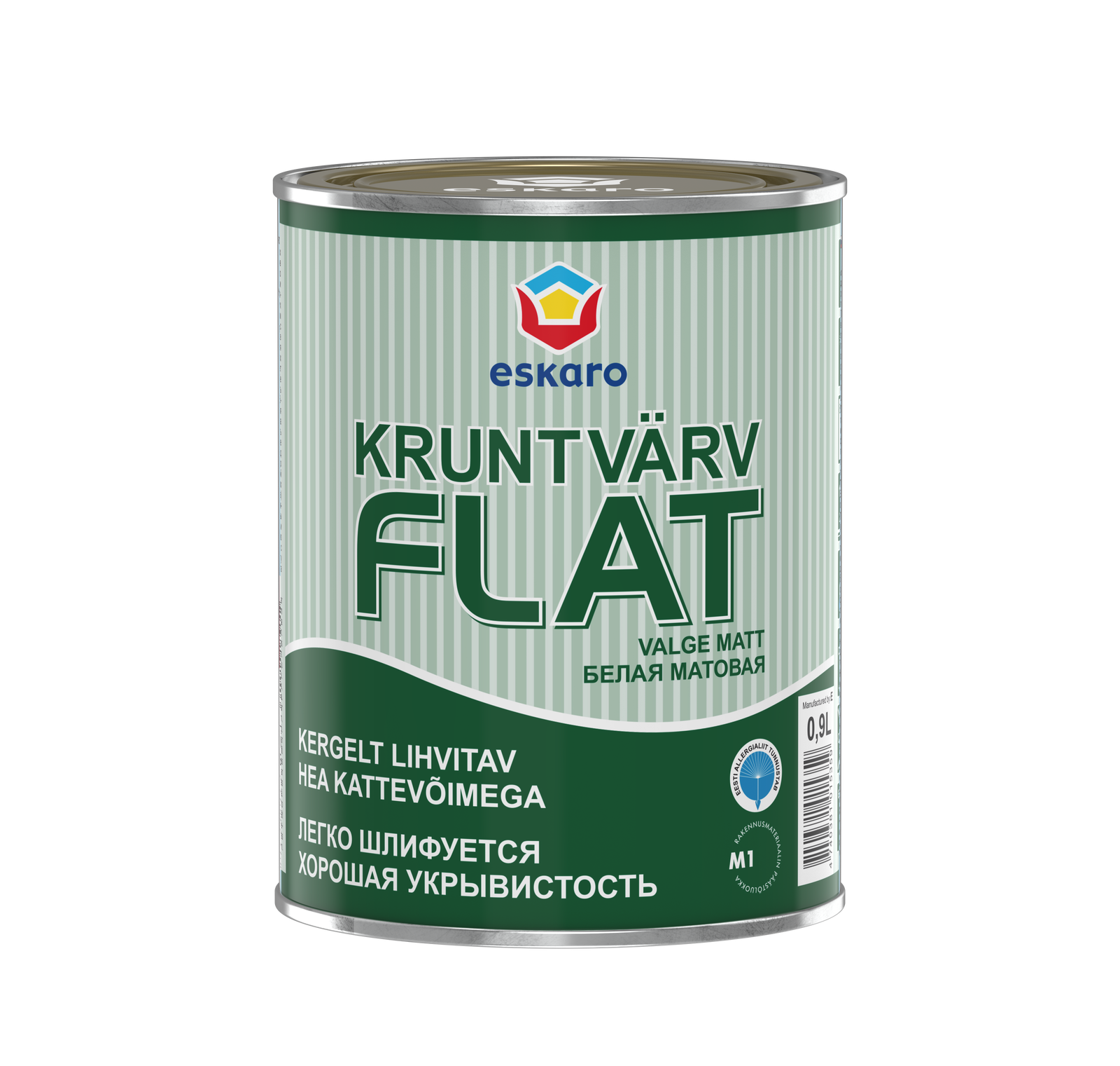 Sienų ir lubų gruntiniai dažai ESKARO FLAT, matiniai, baltos sp., 0.9l