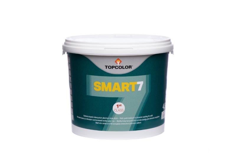 Sienų dažai TOPCOLOR SMART 7, matiniai, baltos sp., 4,5 l