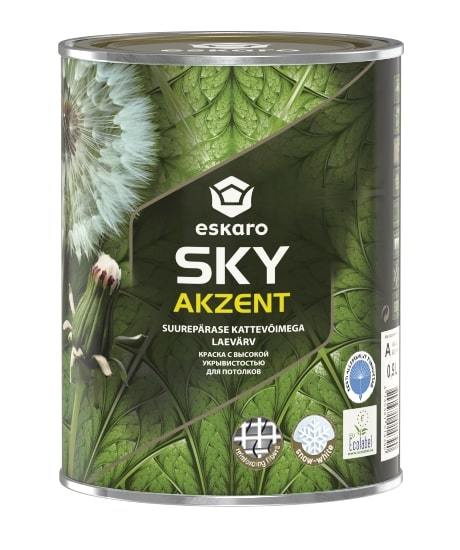 Lubų dažai ESKARO AKZENT SKY, visiškai matiniai, baltos sp., 0,9 l