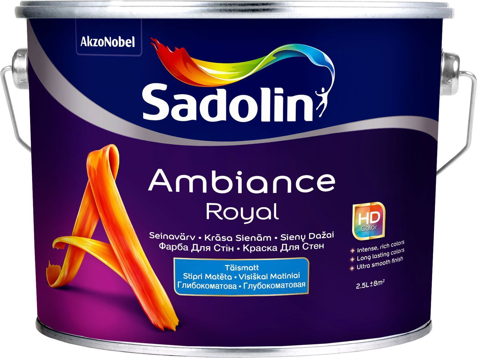 Sienų dažai SADOLIN AMBIANCE ROYAL, BW bazė, baltos sp., visiškai matiniai, 2,5 l