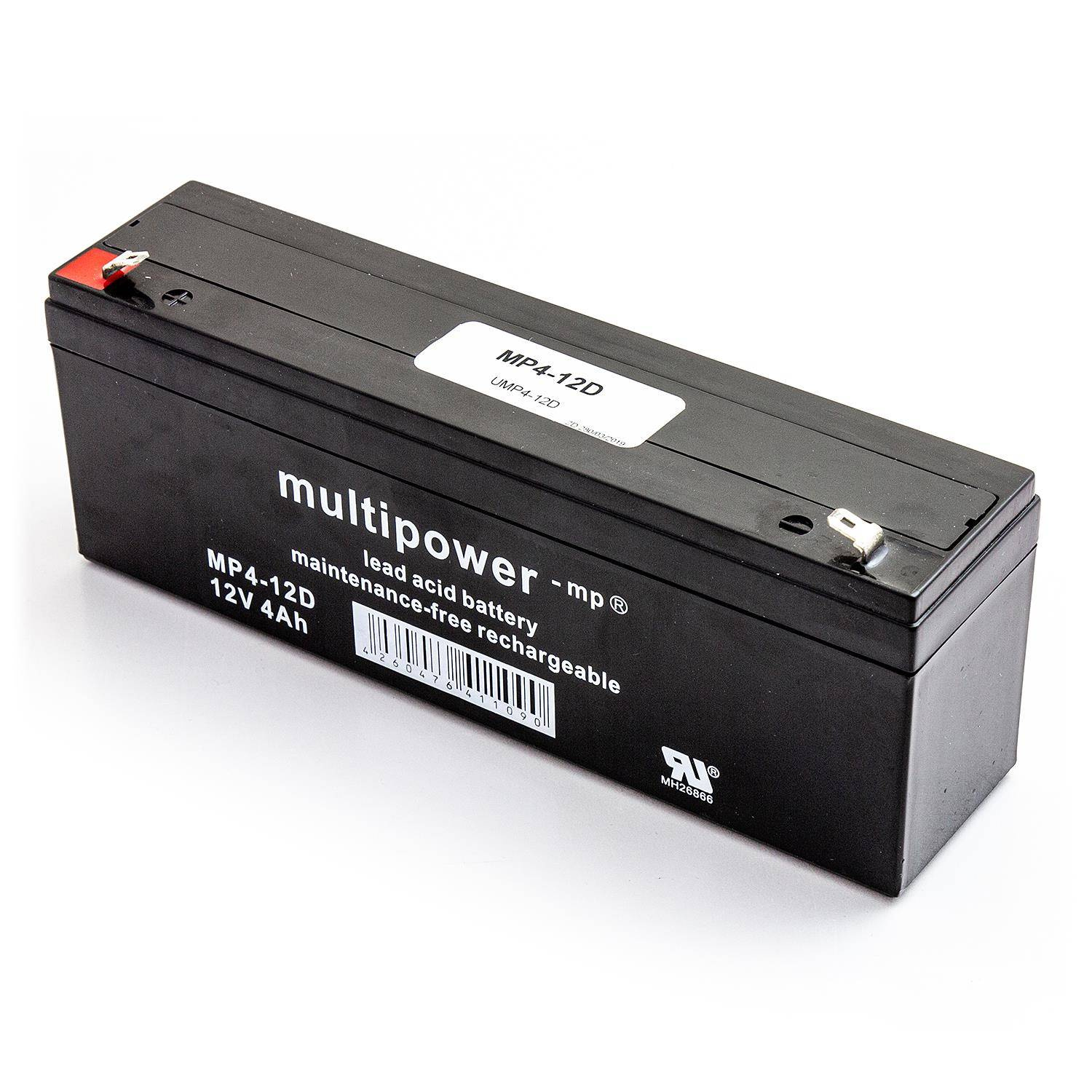 Multipower MP4-12D 12 V 4 Ah AGM Akumuliatorius, nereikalaujantis priežiūros