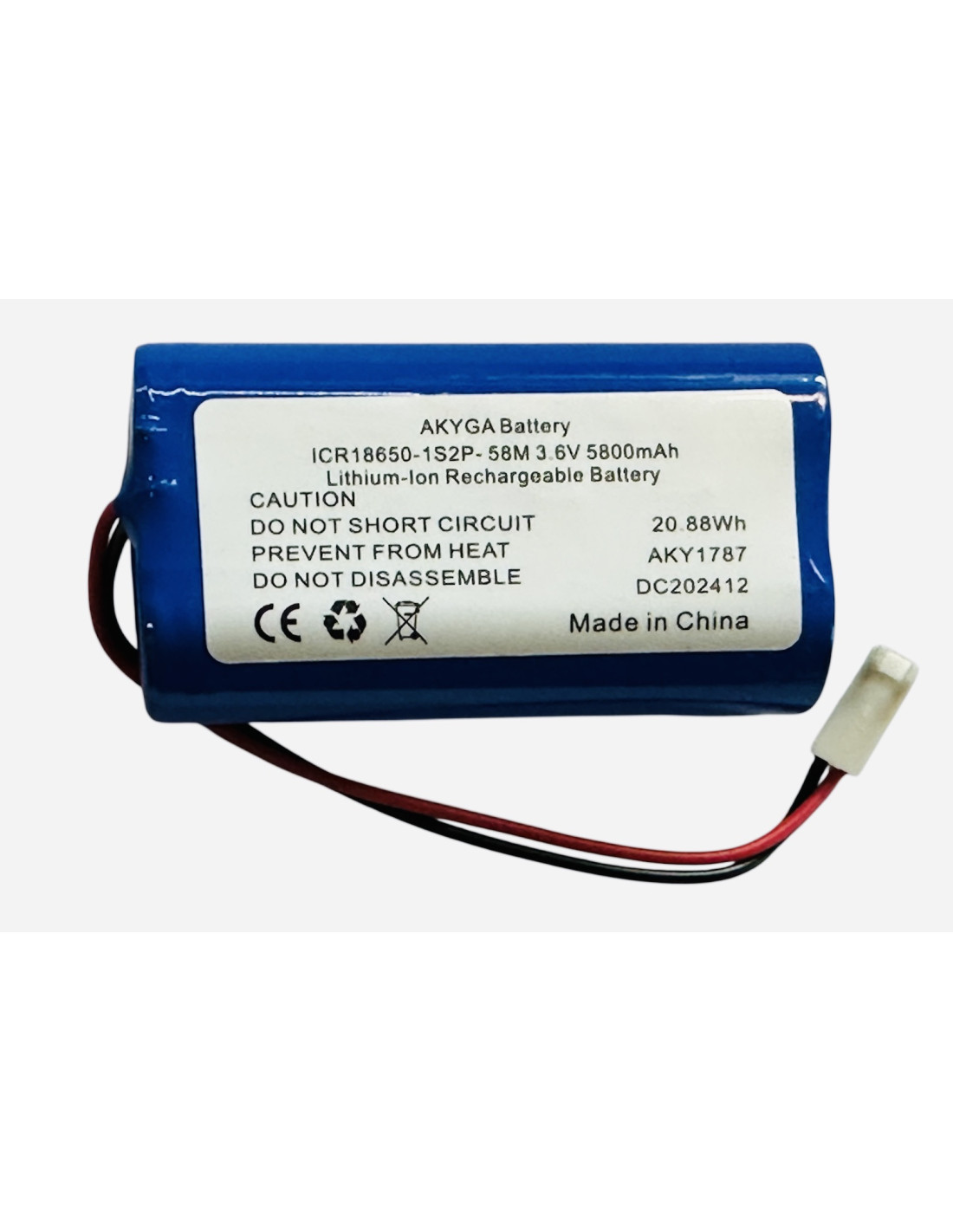 Akyga ICR18650 1S2P 5800mAh su jungtimi