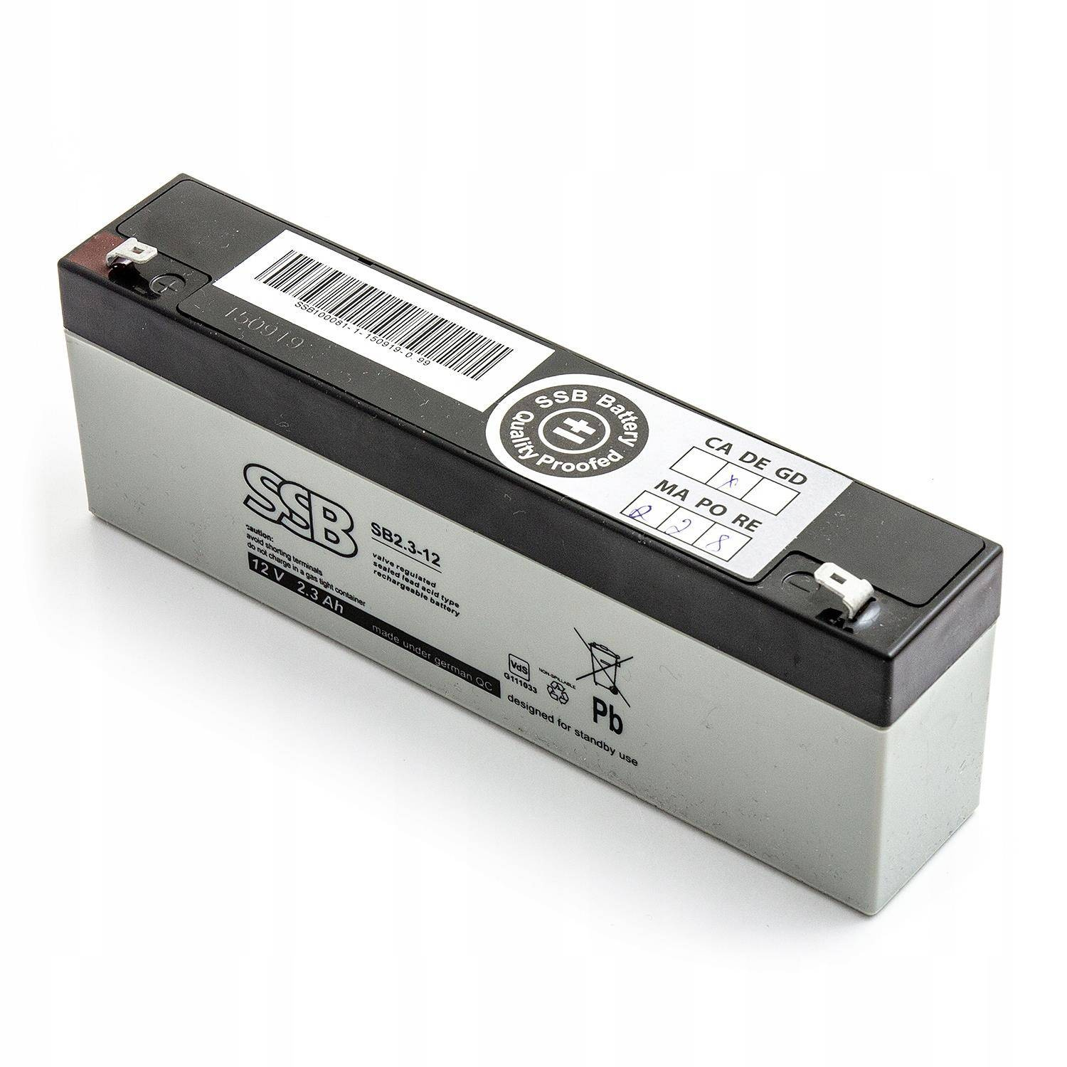 SSB SB 2.3-12 12V 2.3Ah F1 AGM akumuliatorius, nereikalaujantis priežiūros