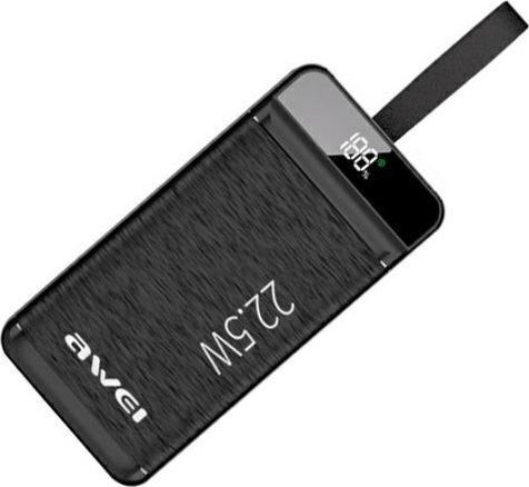 Powerbank Awei AWEI PowerBank P142K 50000mAh 22.5W black/black 3xUSB/PD/Lightning display + LED lamp