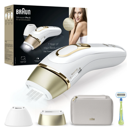 Braun Epilator | PL5152 Silk-expert Pro 5 | Bulb lifetime (flashes) 400.000 | Number of power levels 10 | Gold/White|PL5152