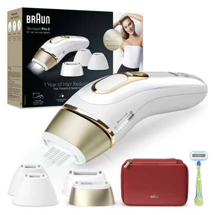 Braun Silk-expert Pro 5 IPL Epilator | PL5382 | Bulb lifetime (flashes) 400.000 | Number of power levels 3 | White/Gold|PL5382