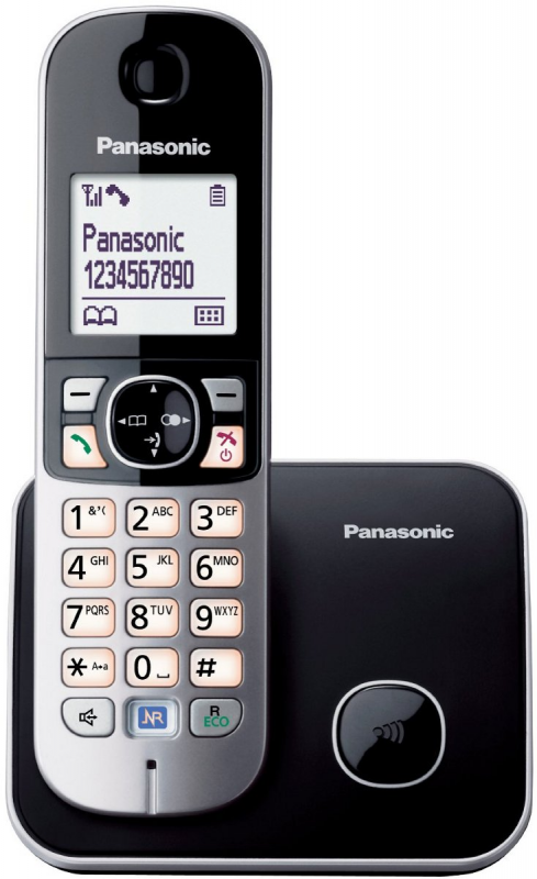 Telefonas Panasonic KX-TG6811, LCD ekranas, skambintojo ID, garsiakalbis, juodas