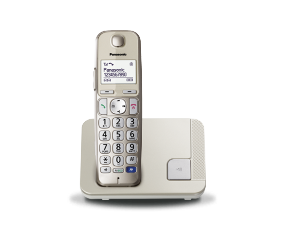 Telefonas Panasonic Cordless KX-TGE210FXN Built-in display Caller ID Champagne Conference call Phonebook capacity 150 entries Speakerphone