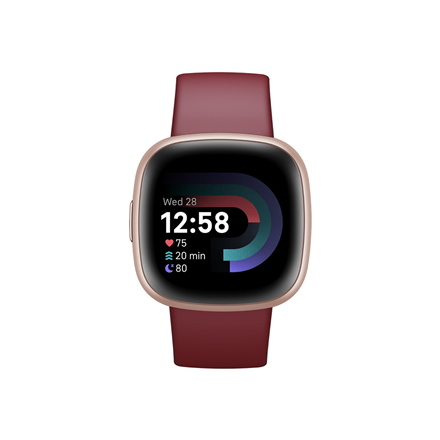 Versa 4 | Smart watch | NFC | GPS (satellite) | AMOLED | Touchscreen | Activity monitoring 24/7 | Waterproof | Bluetooth | Wi-Fi | Beet Juice/Copper Rose|FB523RGRD