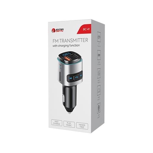 FM moduliatorius automobiliui BC41 (USB 2.0, USB 3.0, QC,laisvų rankų įranga)