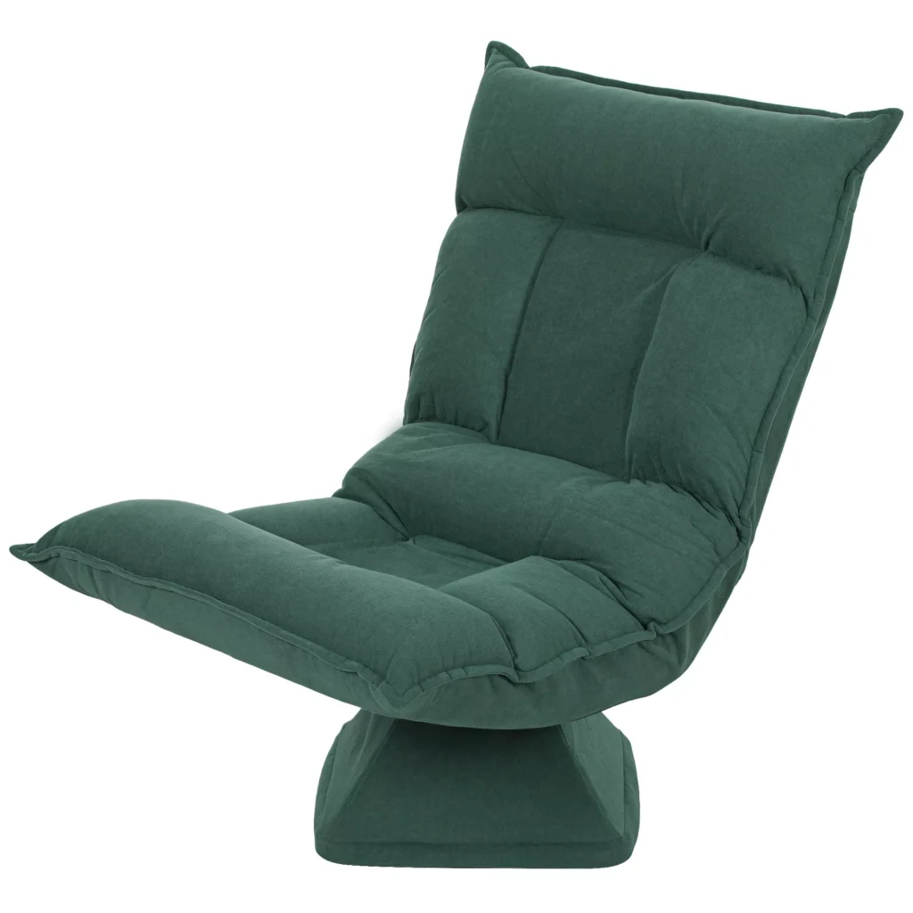 HOMCOM Grindų Kėdė 360° Besisukantis Grindų Krėslas su 5 Pakopų Reguliuojamu Atlošu, Sulankstoma Grindų Sofa Meditacijos Kėdė Minkšta Laisvalaikio Sofa Svetainei, Žaidimams ir Skaitymui, Žalia