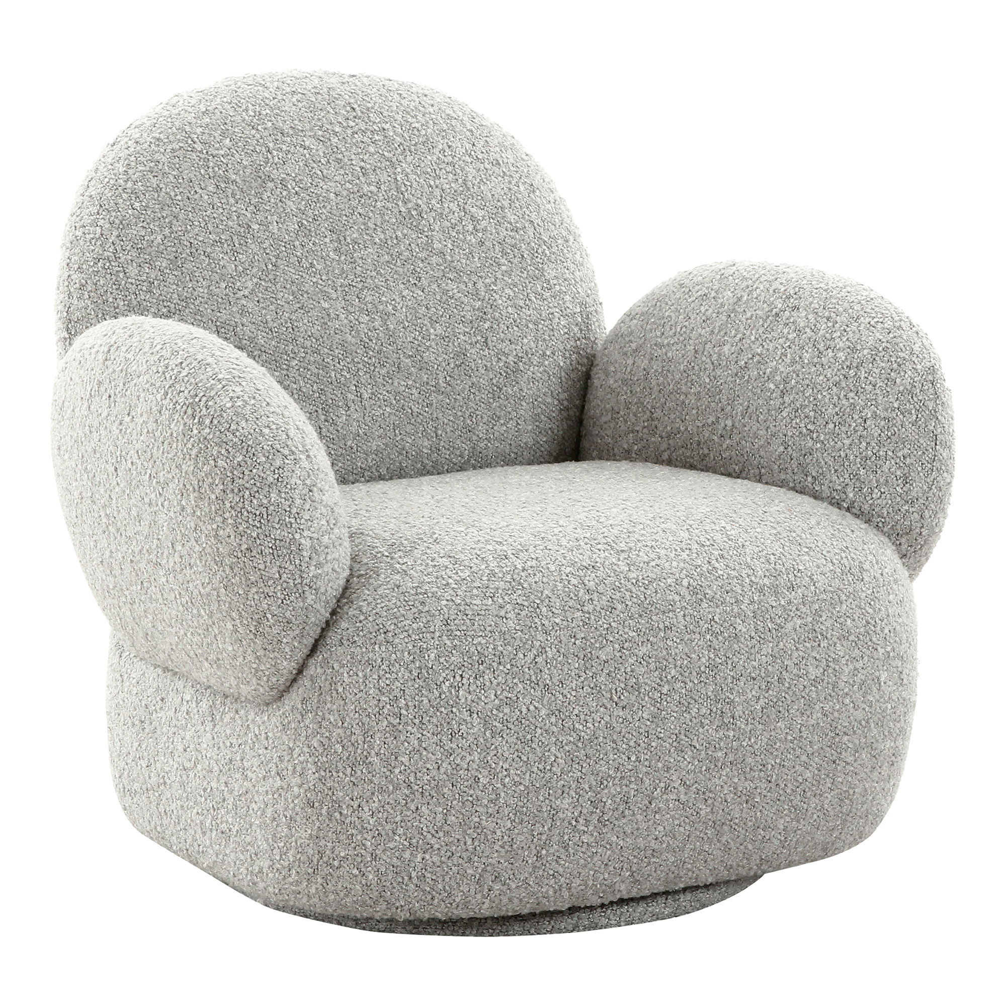 Boucle fotelis su pasukimo funkcija | 85 x 81 x 87 cm | Pilka