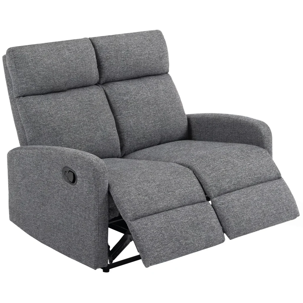 HOMCOM 2 vietneutterflyų sofa, individualiai reguliuojami atlošai, kojų atrama, audinio apmušalas, plienas, pilka