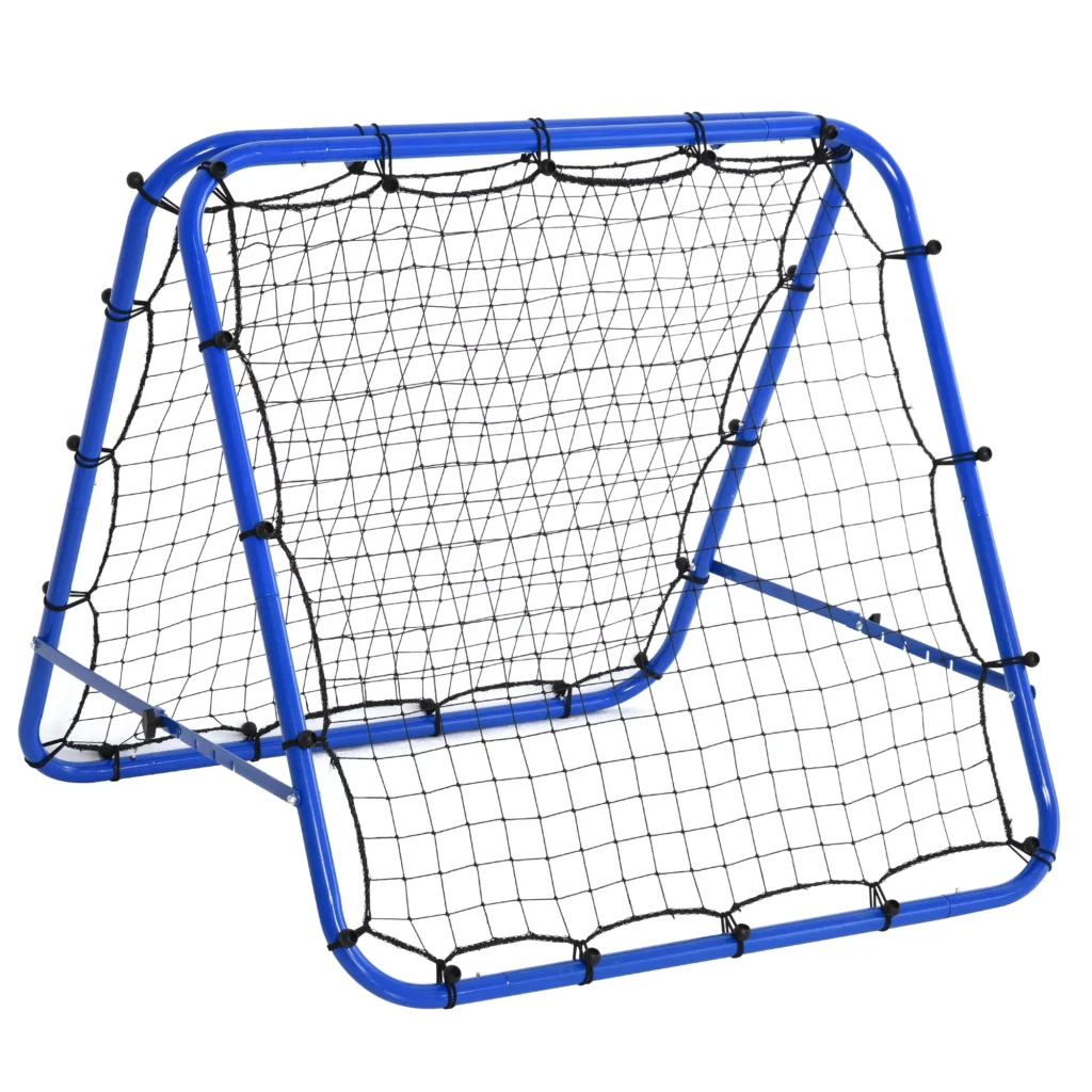 Futbolo atmušimo įrenginys "Kickback Goal Rebound wall Net" dvipusis atmušimo tinklas, Reguliuojamas 5 lygiais - mėlyna 100 x 95 x 90 cm