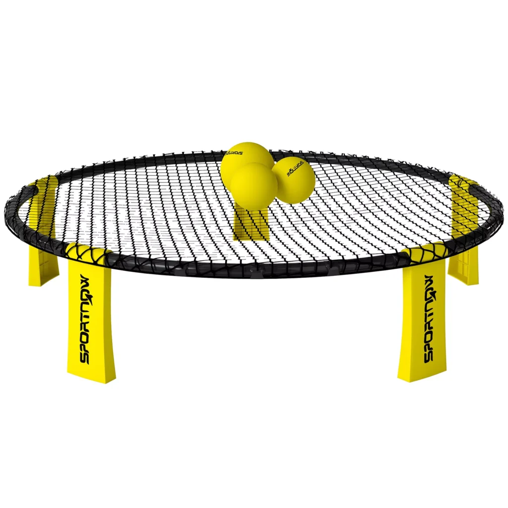 SPORTNOW Roundnet rinkinio žaidimas su tinkleliu, 3 kamuoliais, transportavimo krepšiu, kamuolio pompa, Spikeball rinkiniu sodui, paplūdimiui, parkui, viduje