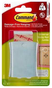 3M picture hanger for wire-backed frame Command Jumbo 3.6kg, gray