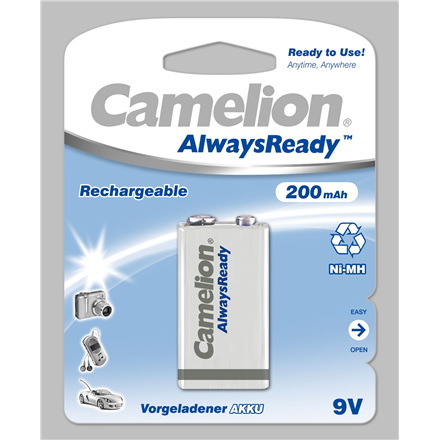 Baterija CAMELION AlwaysReady Rechargeable Ni-MH 9V Block, 200 mAh