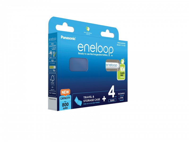 Įkraunamos baterijos Panasonic ENELOOP BK-4MCDE/4CP+case, 800 mAh, 2100 (4xAAA) BOOM [sup]