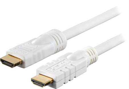 >DELTACO aktyvusHDMI kabelis , 4K, Ultra HD, Type A ha, paauksuotais kontaktais, 20m, baltas HDMI-1201|HDMI-1201