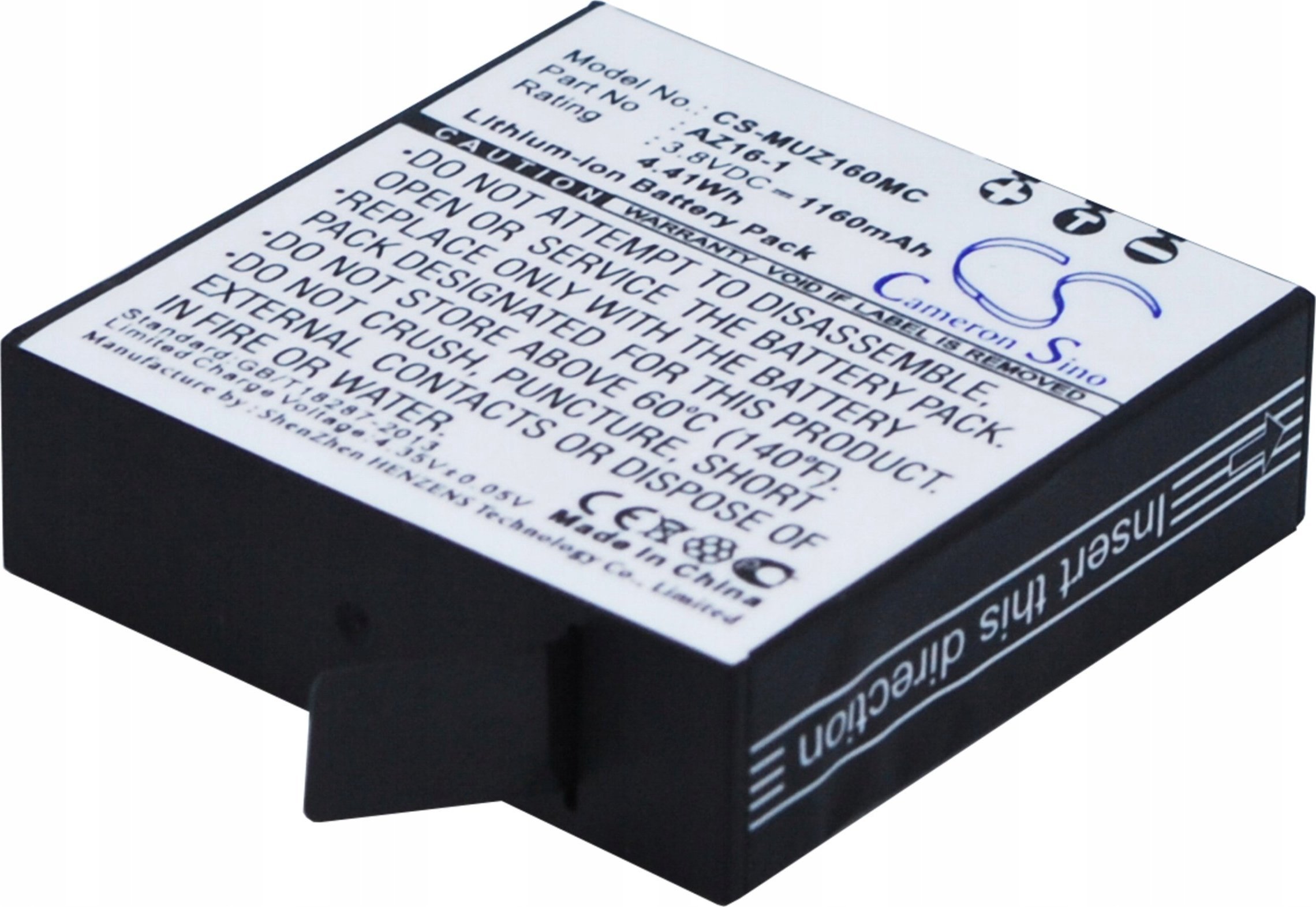Cameron Sino Battery Battery Az16-1 / Az16 Do Xiaomi Yi 2 4k / Cs-muz160mc